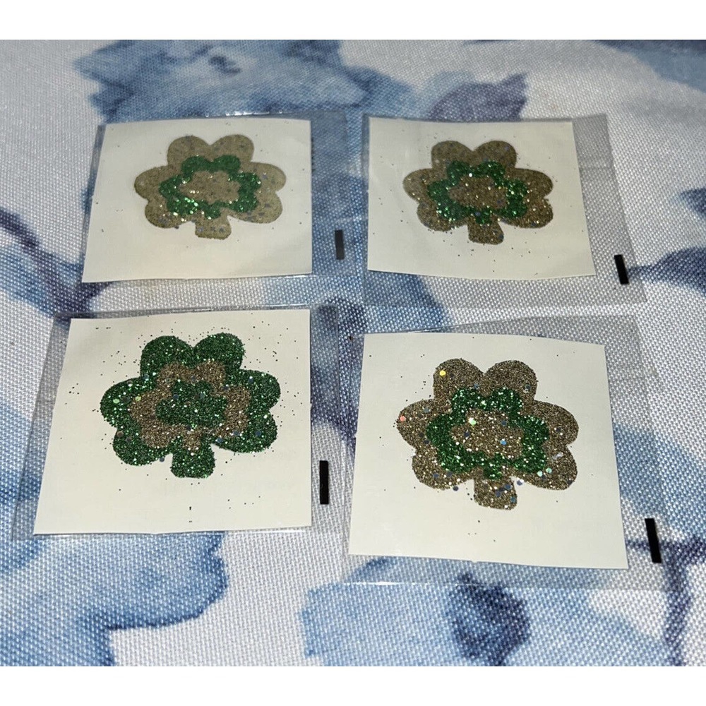 SEXY Lot Of 4 Gold Green Glitter SHAMROCK TEMPORARY TATTOOS FunExpress